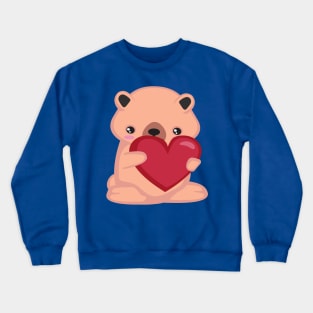 Cute Kawaii Bear with a love heart valentine Crewneck Sweatshirt